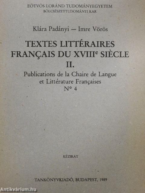 Textes littéraires Francais du XVIII-e siécle II.