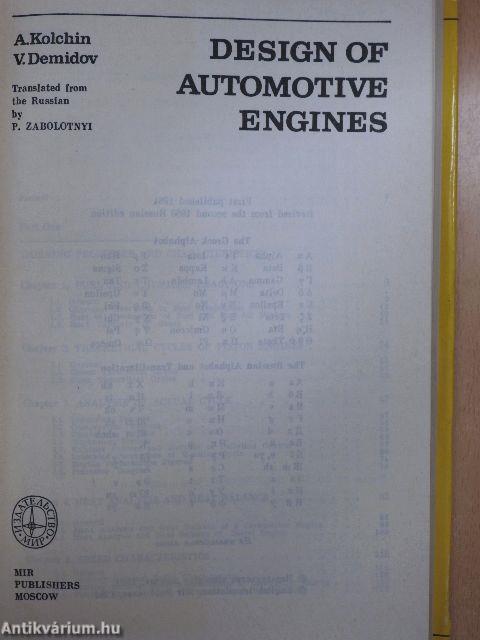Design of Automotive Engines