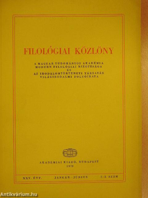 Filológiai Közlöny 1979. január-december I-II.