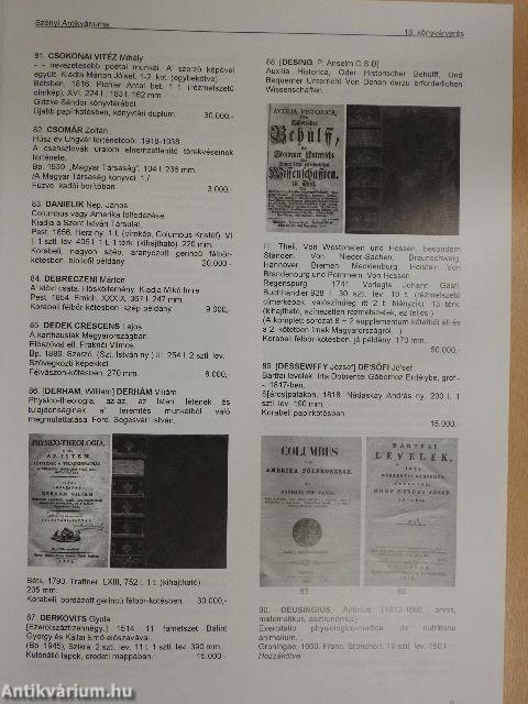 Szőnyi antikváriuma 18. könyvárverés