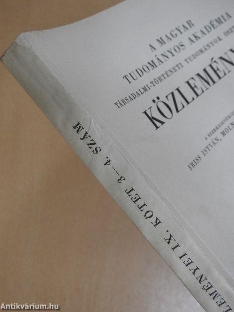 A Magyar Tudományos Akadémia Társadalmi-Történeti Tudományok Osztályának Közleményei 1959/1-4.