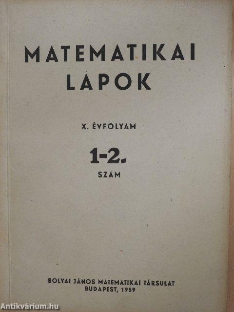 Matematikai Lapok 1959/1-4.