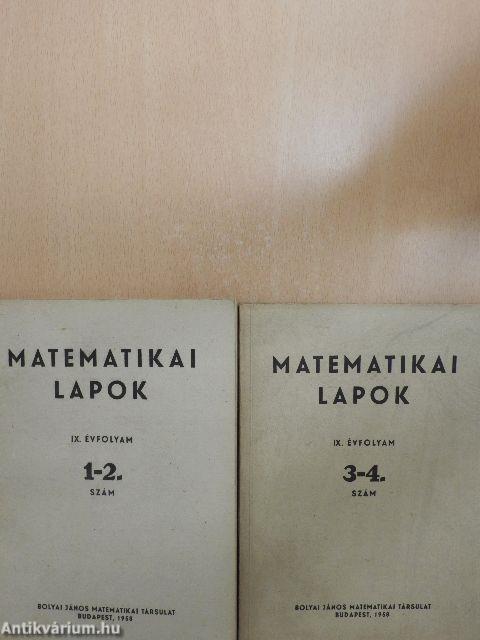 Matematikai Lapok 1958/1-4.