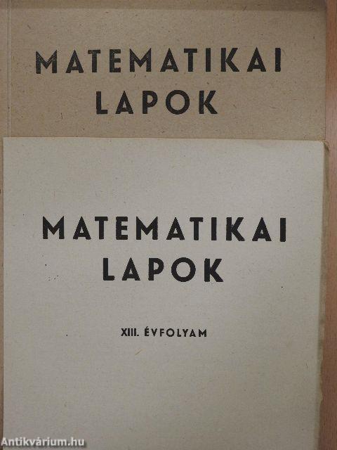 Matematikai Lapok 1963/1-4.