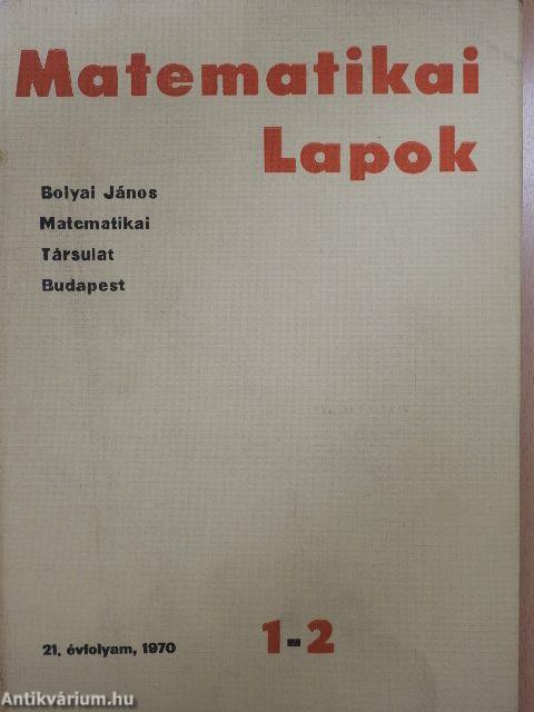 Matematikai Lapok 1970/1-4.