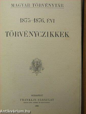 1875-1876. évi törvényczikkek