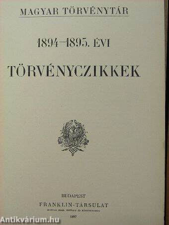 1894-1895. évi törvényczikkek