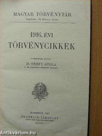 1916. évi törvénycikkek