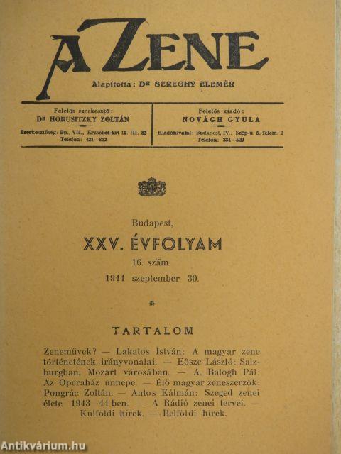 A Zene 1944. szeptember 30.