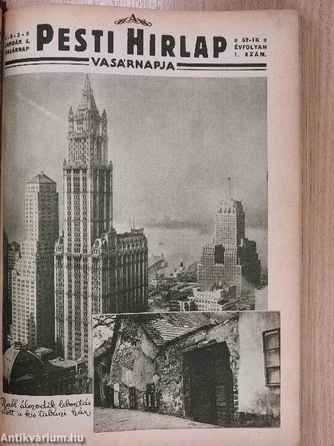 Képes Pesti Hirlap 1929-1930./A Pesti Hirlap Vasárnapja 1930. (vegyes számok)(65 db)(rossz állapotú)