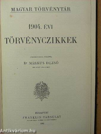 1904. évi törvényczikkek