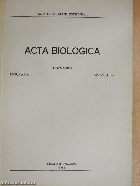 Acta Biologica Tomus XXIX. Fasciculi 1-4.