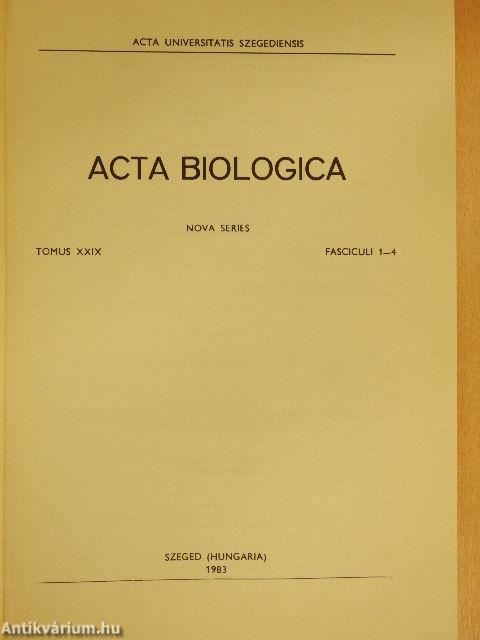 Acta Biologica Tomus XXIX. Fasciculi 1-4.