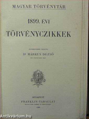 1899. évi törvényczikkek