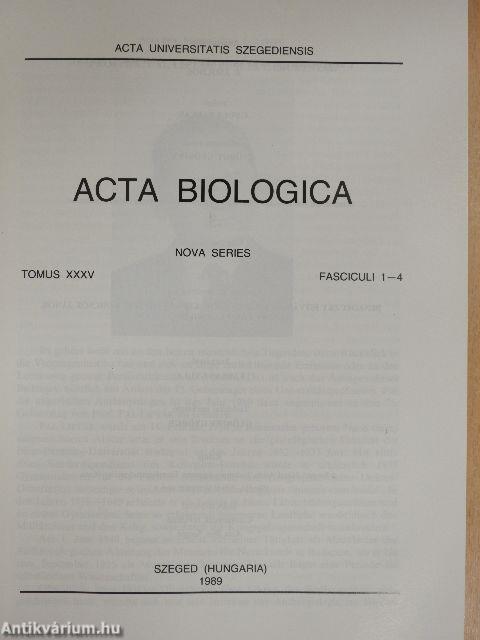 Acta Biologica Tomus XXXV. Fasciculi 1-4.