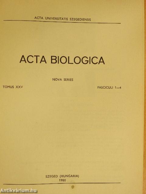 Acta Biologica Tomus XXV. Fasciculi 1-4.