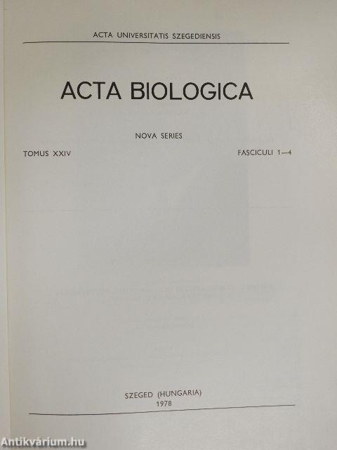 Acta Biologica Tomus XXIV. Fasciculi 1-4.