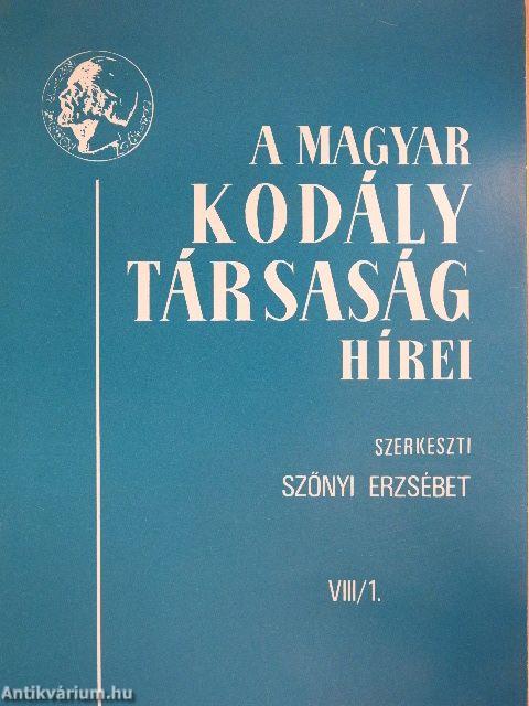 A Magyar Kodály Társaság Hírei 1985/1.