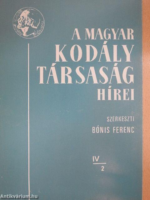 A Magyar Kodály Társaság Hírei 1981/2.