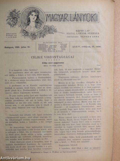 Magyar Lányok 1930. julius 20.