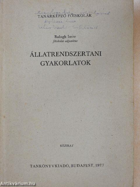 Állatrendszertani gyakorlatok