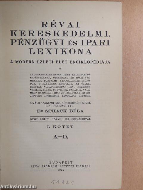Révai kereskedelmi, pénzügyi és ipari lexikona I-IV.