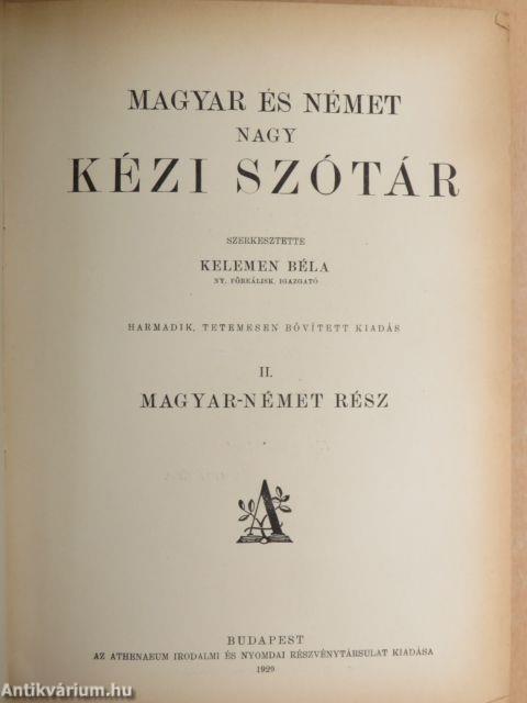 Magyar és német nagy kézi szótár II.