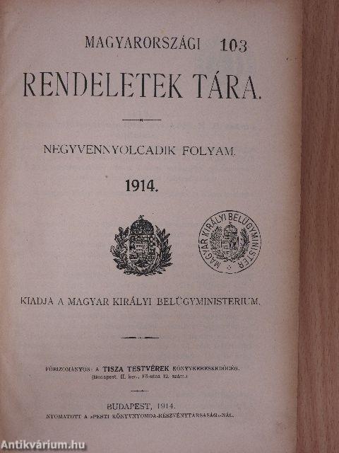 Magyarországi rendeletek tára 1914. II.