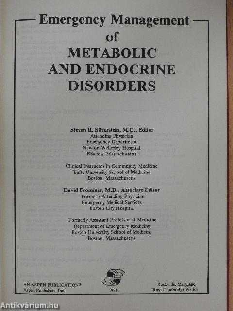 Emergency Management of Metabolic and Endocrine Disorders