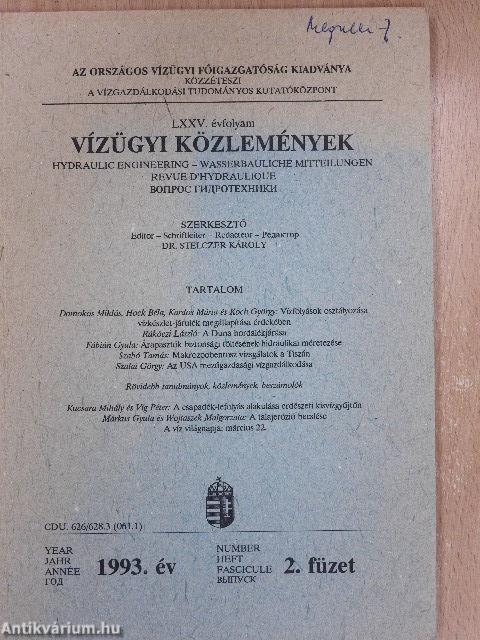 Vízügyi Közlemények 1993/2.