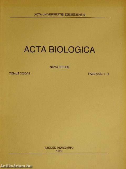 Acta Biologica Tomus XXXVIII. Fasciculi 1-4.