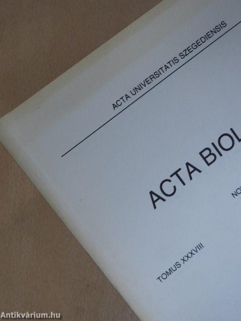 Acta Biologica Tomus XXXVIII. Fasciculi 1-4.