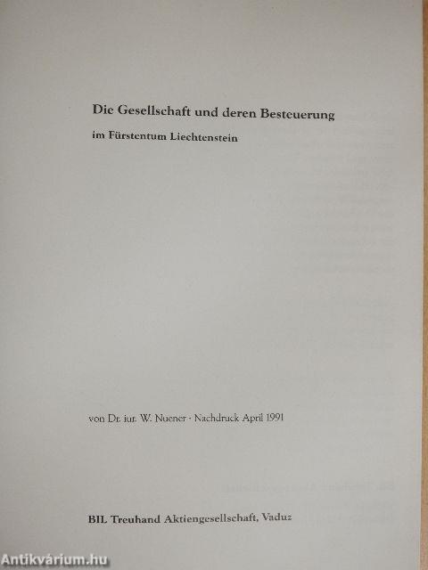 Die Gesellschaft und deren Besteuerung im Fürstentum Liechtenstein