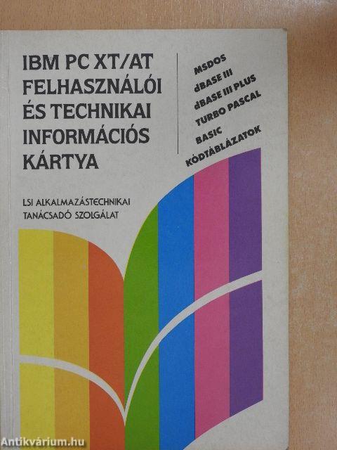 IBM PC XT/AT felhasználói és technikai információs kártya