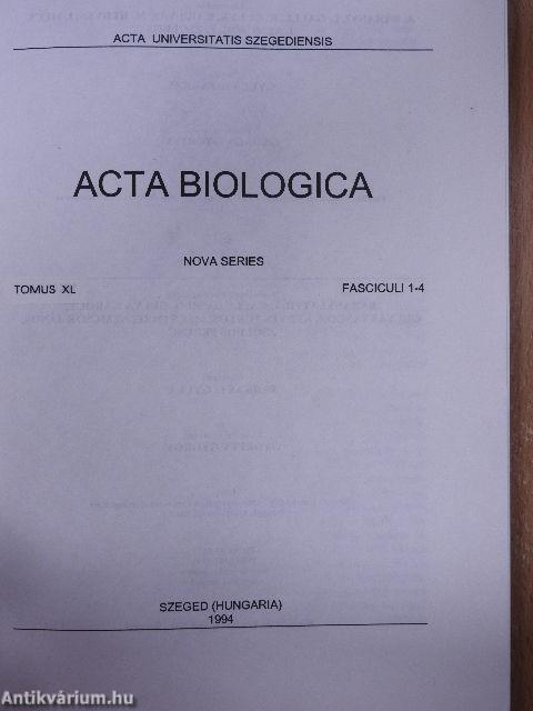 Acta Biologica Tomus XL. Fasciculi 1-4.