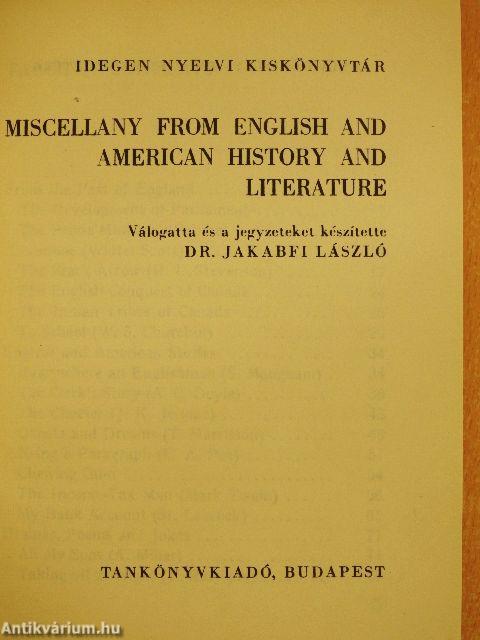 Miscellany from English and American History and Literature