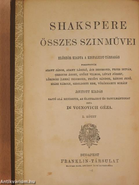 Shakspere összes szinművei 1-6.