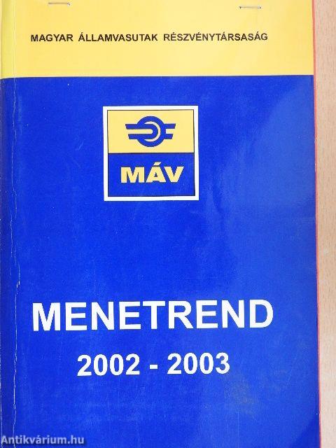 MÁV Menetrend 2002-2003