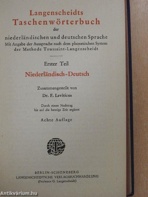 Langenscheidts Taschenwörterbuch der niederländischen und deutschen Sprache I.