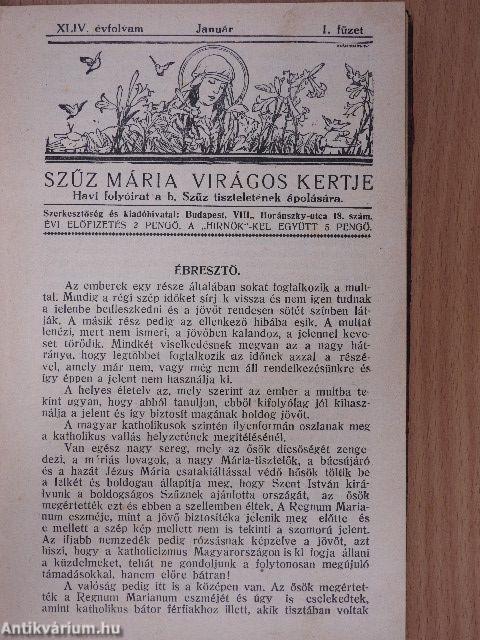 Szűz Mária virágos kertje 1928. január-december