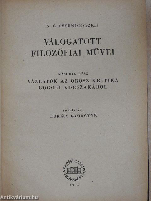 N. G. Csernisevszkij válogatott filozófiai művei II.