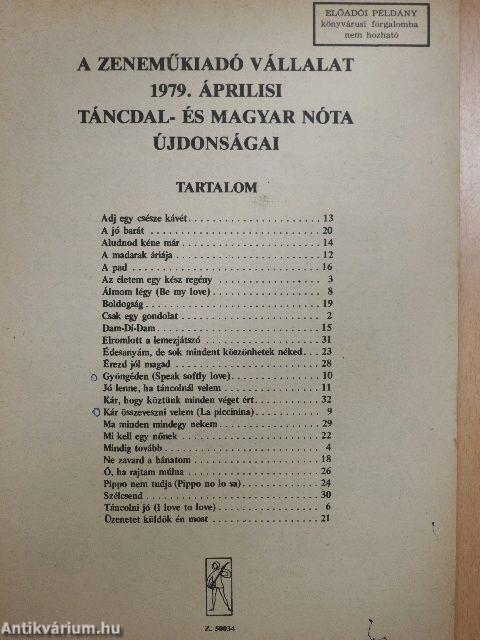 A Zeneműkiadó Vállalat 1979. áprilisi táncdal- és magyar nóta újdonságai