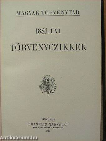 1881. évi törvényczikkek