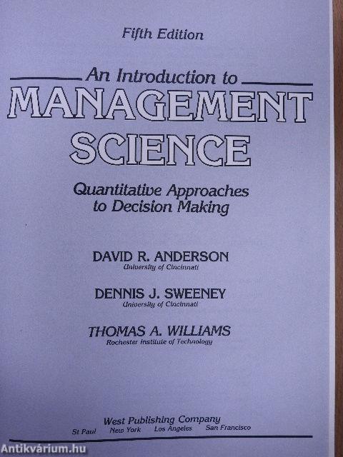 An Introduction to Management Science