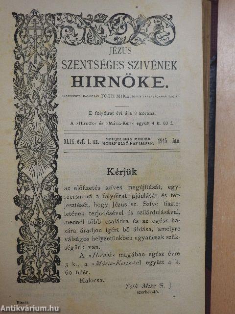 Jézus Szentséges Szivének Hirnöke 1915. január-december/1916. január-december