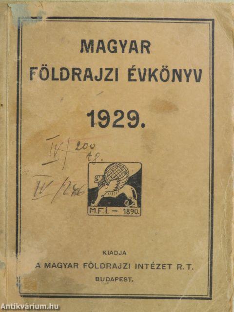 Magyar Földrajzi Évkönyv az 1929. évre