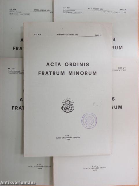 Acta Ordinis Fratrum Minorum Ianuarii-Decembris 1976