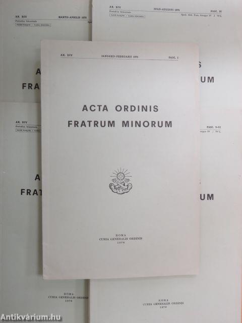 Acta Ordinis Fratrum Minorum Ianuarii-Decembris 1976