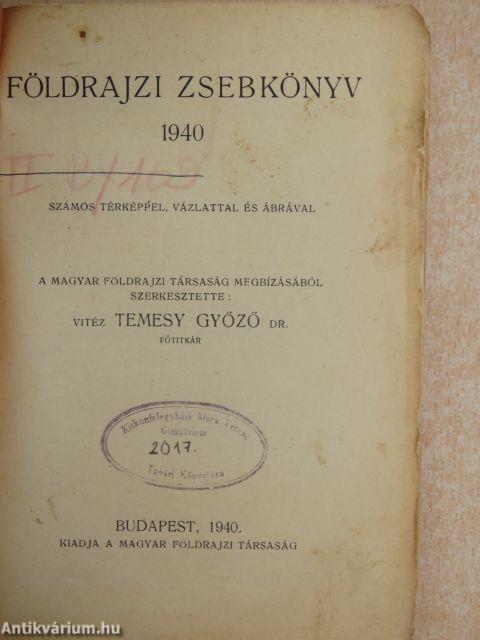 Földrajzi zsebkönyv 1940