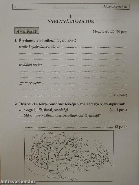 Magyar nyelv 10. - Témazáró feladatlapok